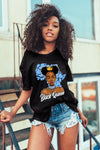 AJ 6 University Blue DopeSkill T-Shirt Black Queen Graphic