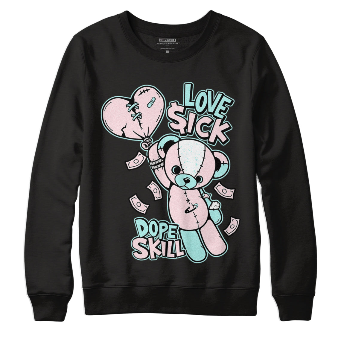 Jordan 5 Easter DopeSkill Sweatshirt Love Sick Graphic - Black