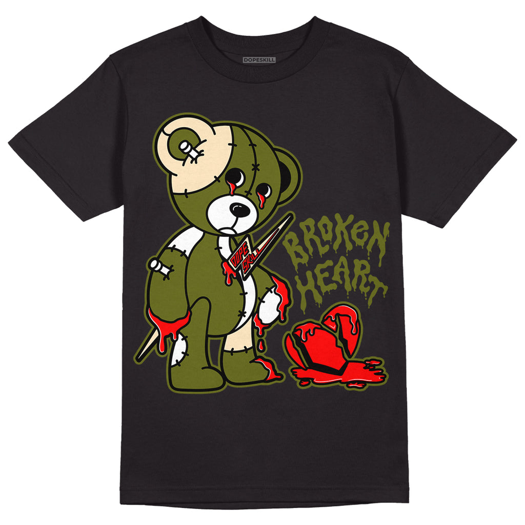 Travis Scott x Jordan 1 Low OG “Olive” DopeSkill T-Shirt Broken Heart Graphic Streetwear - Black