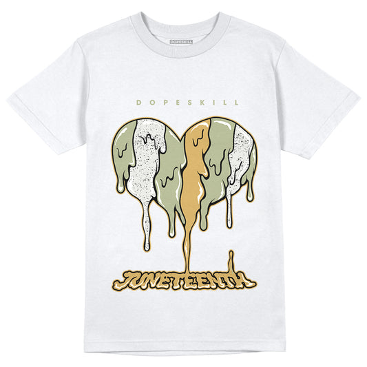 Jordan 5 Jade Horizon DopeSkill T-Shirt Juneteenth Heart Graphic - White 