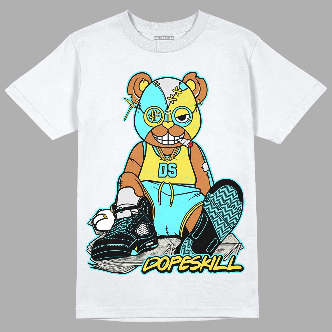 Jordan 5 Aqua DopeSkill T-Shirt Greatest  Graphic Streetwear- White 