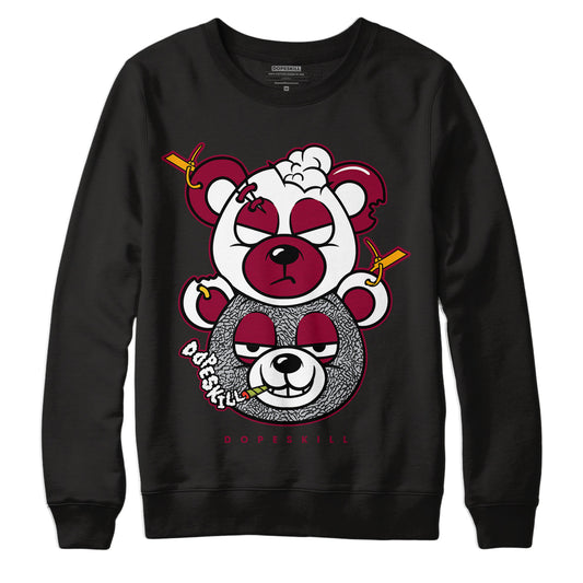 AJ 3 Cardinal Red DopeSkill Sweatshirt New Double Bear Graphic