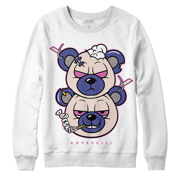 Jordan 7 SE Sapphire DopeSkill Sweatshirt Dope Bear Graphicv - White 