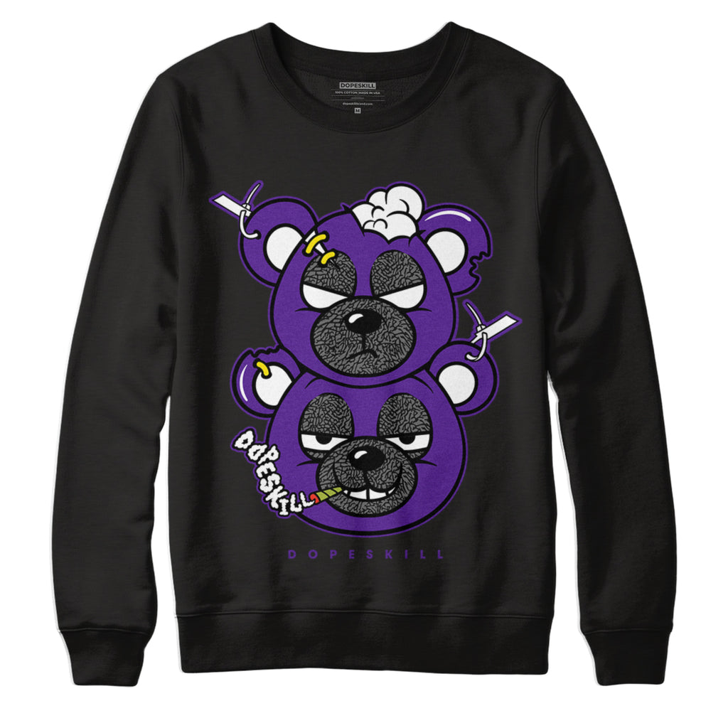 Jordan 3 Dark Iris DopeSkill Sweatshirt New Double Bear Graphic - Black 