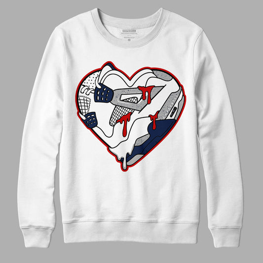 Midnight Navy 4s DopeSkill Sweatshirt Heart Jordan 4 Graphic - White