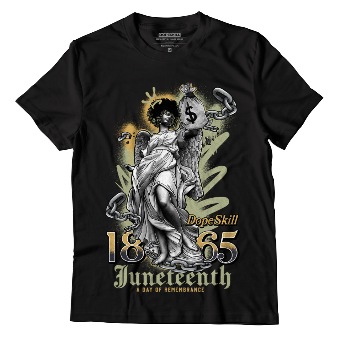 Jordan 5 Jade Horizon DopeSkill T-Shirt Juneteenth Graphic - Black 