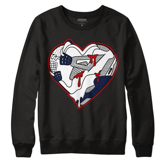 Midnight Navy 4s DopeSkill Sweatshirt Heart Jordan 4 Graphic - Black