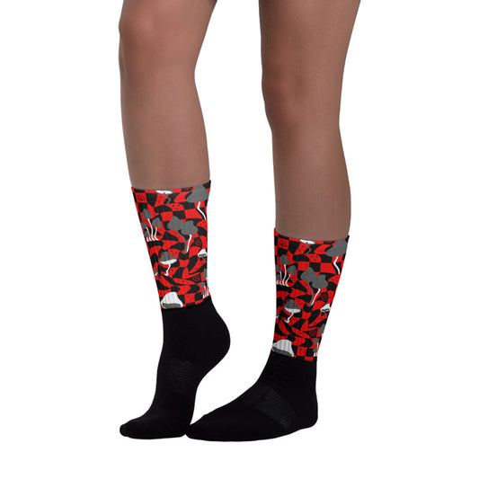 Mushroom Sublimated Socks Match AJ 9 Chile Red