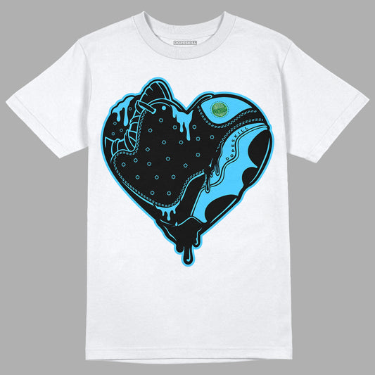 University Blue 13s DopeSkill T-Shirt Heart Jordan 13 Graphic - White 