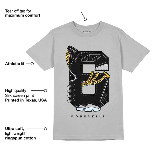 Black Metallic Chrome 6s DopeSkill Metallic Silver T-shirt Number No.6 Graphic