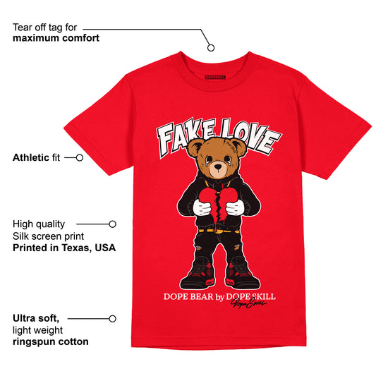 AJ 4 Red Thunder DopeSkill Red T-shirt Fake Love Graphic