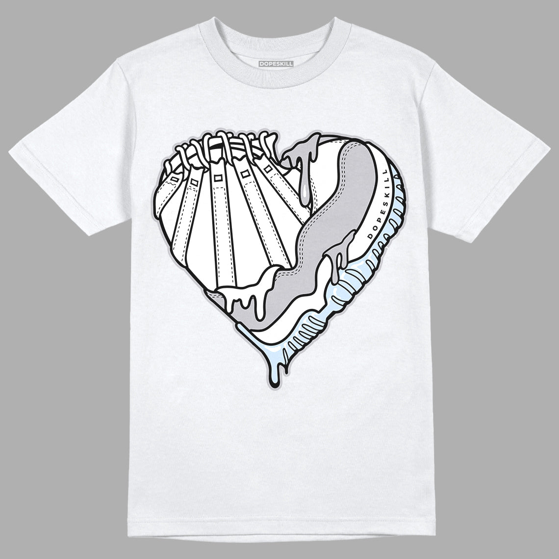 Jordan 11 Retro Low Cement Grey DopeSkill T-Shirt Heart Jordan 11 Graphic Streetwear - White