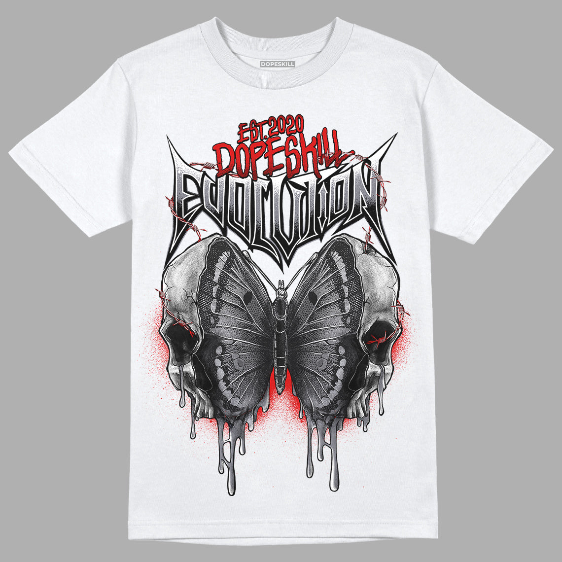 Fire Red 9s DopeSkill T-Shirt DopeSkill Evolution Graphic - White 