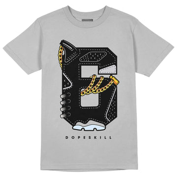 Black Metallic Chrome 6s DopeSkill Metallic Silver T-shirt Number No.6 Graphic