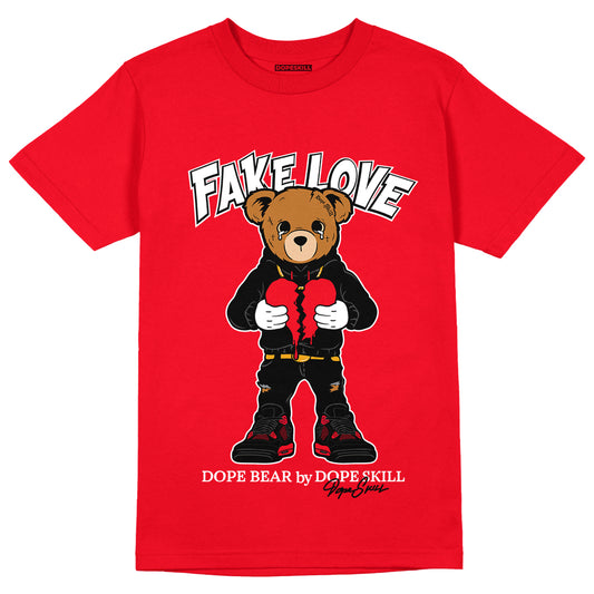 AJ 4 Red Thunder DopeSkill Red T-shirt Fake Love Graphic