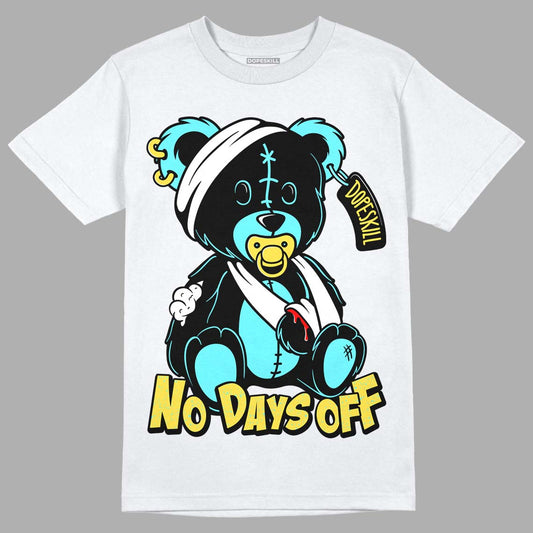 Aqua 5s DopeSkill T-Shirt Hurt Bear Graphic - White