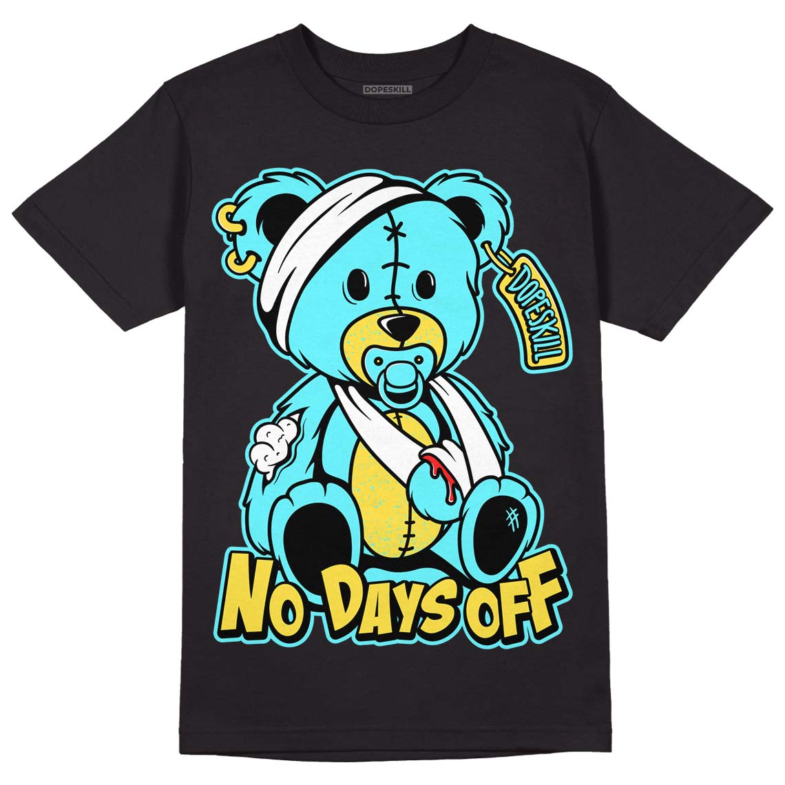 Aqua 5s DopeSkill T-Shirt Hurt Bear Graphic - Black 