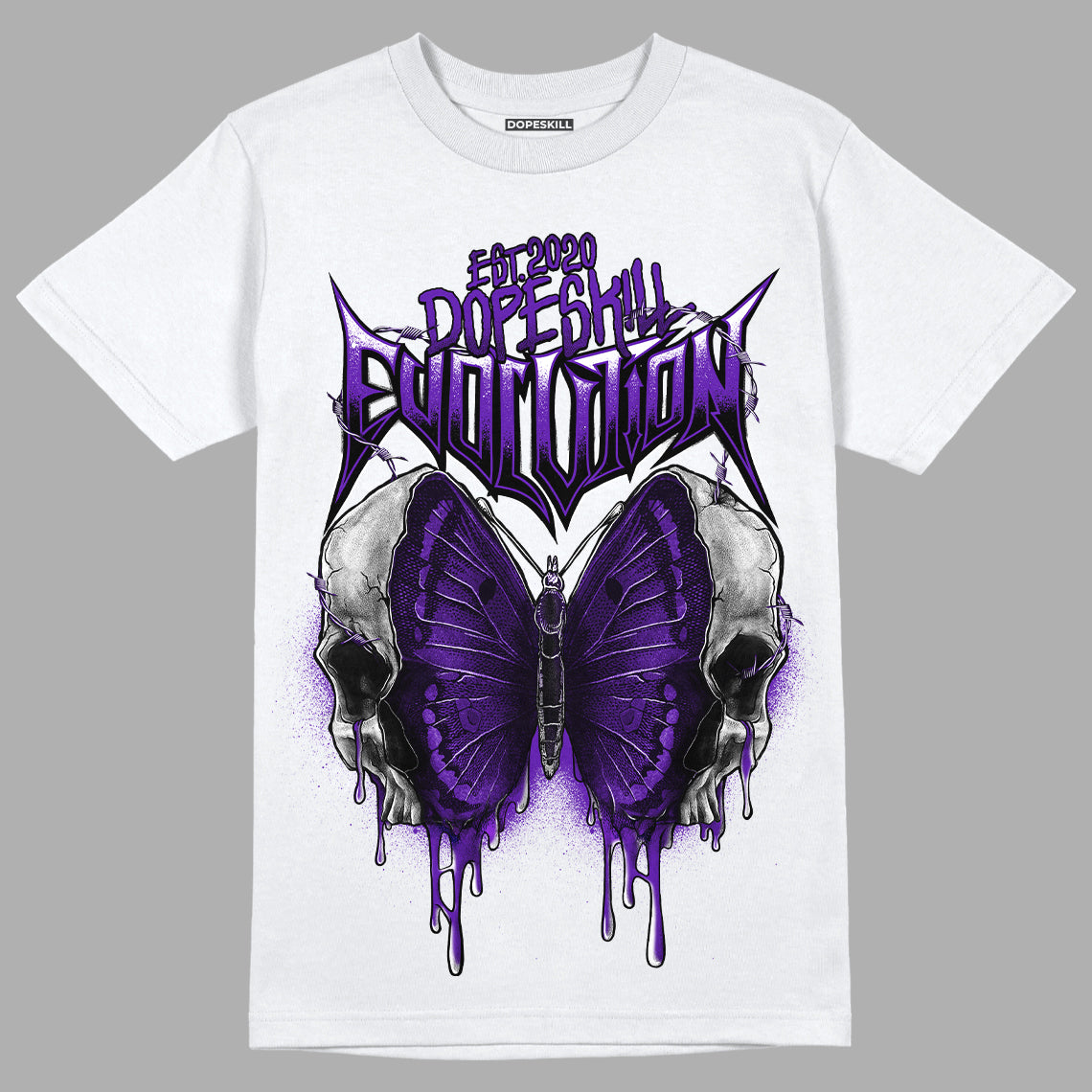 Court Purple 13s DopeSkill T-Shirt DopeSkill Evolution Graphic - White 