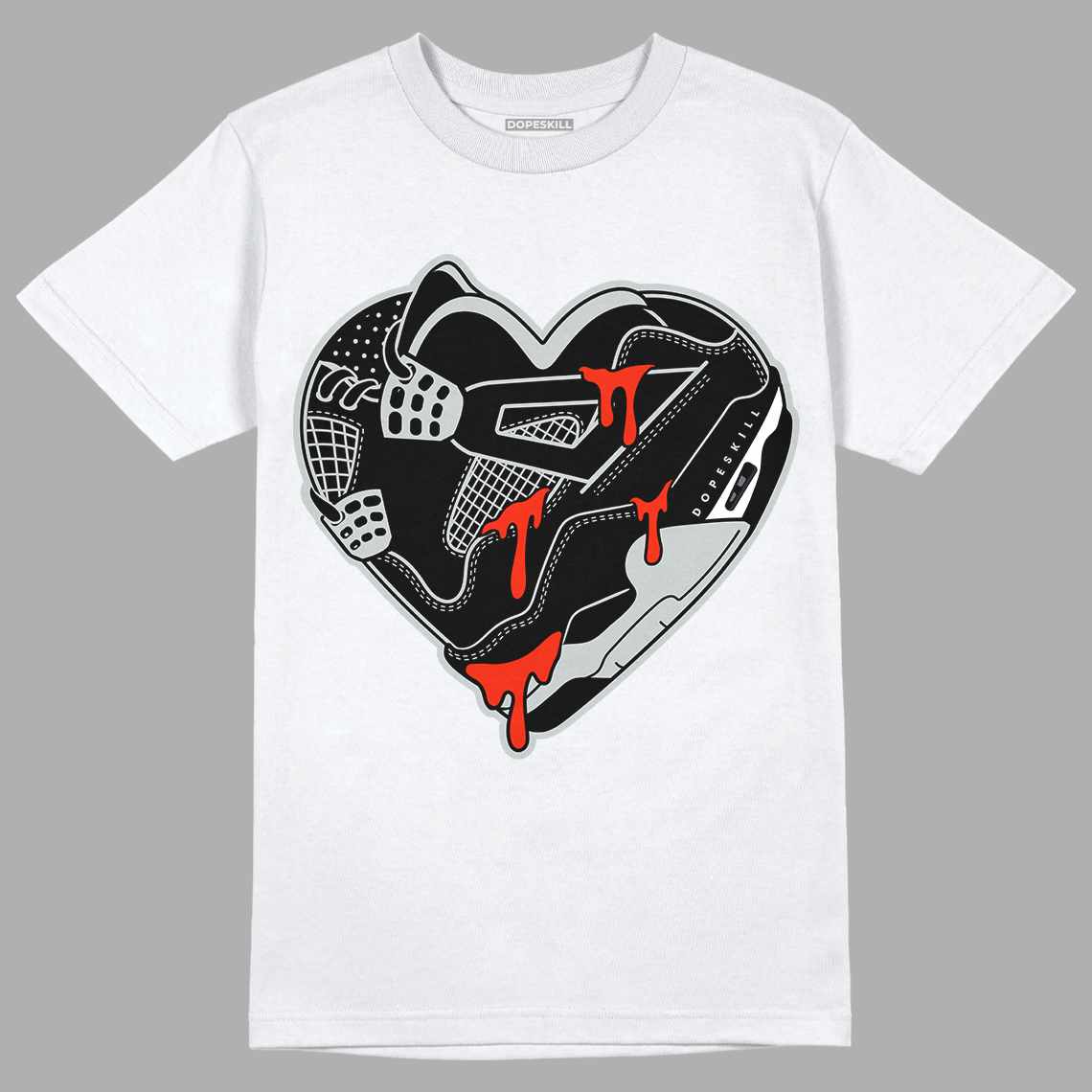 Black Canvas 4s DopeSkill T-Shirt Heart Jordan 4 Graphic - White 