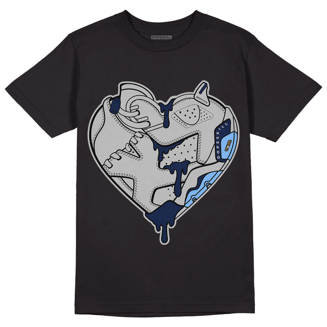 Georgetown 6s DopeSkill T-Shirt Heart Jordan 6 Graphic - Black