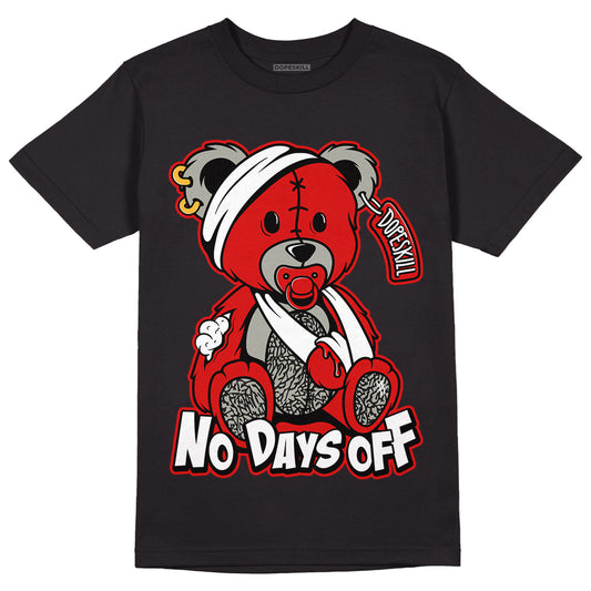 Fire Red 3s DopeSkill T-Shirt Hurt Bear Graphic - Black