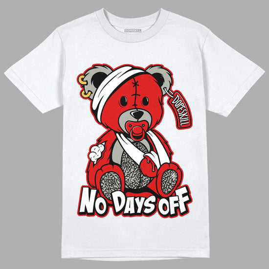 Fire Red 3s DopeSkill T-Shirt Hurt Bear Graphic - White 