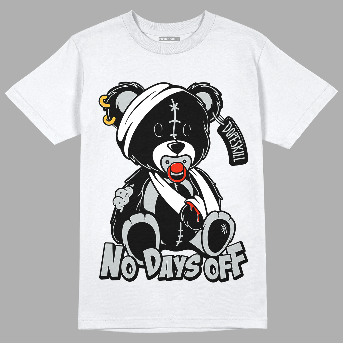 Black Canvas 4s DopeSkill T-Shirt Hurt Bear Graphic - White 