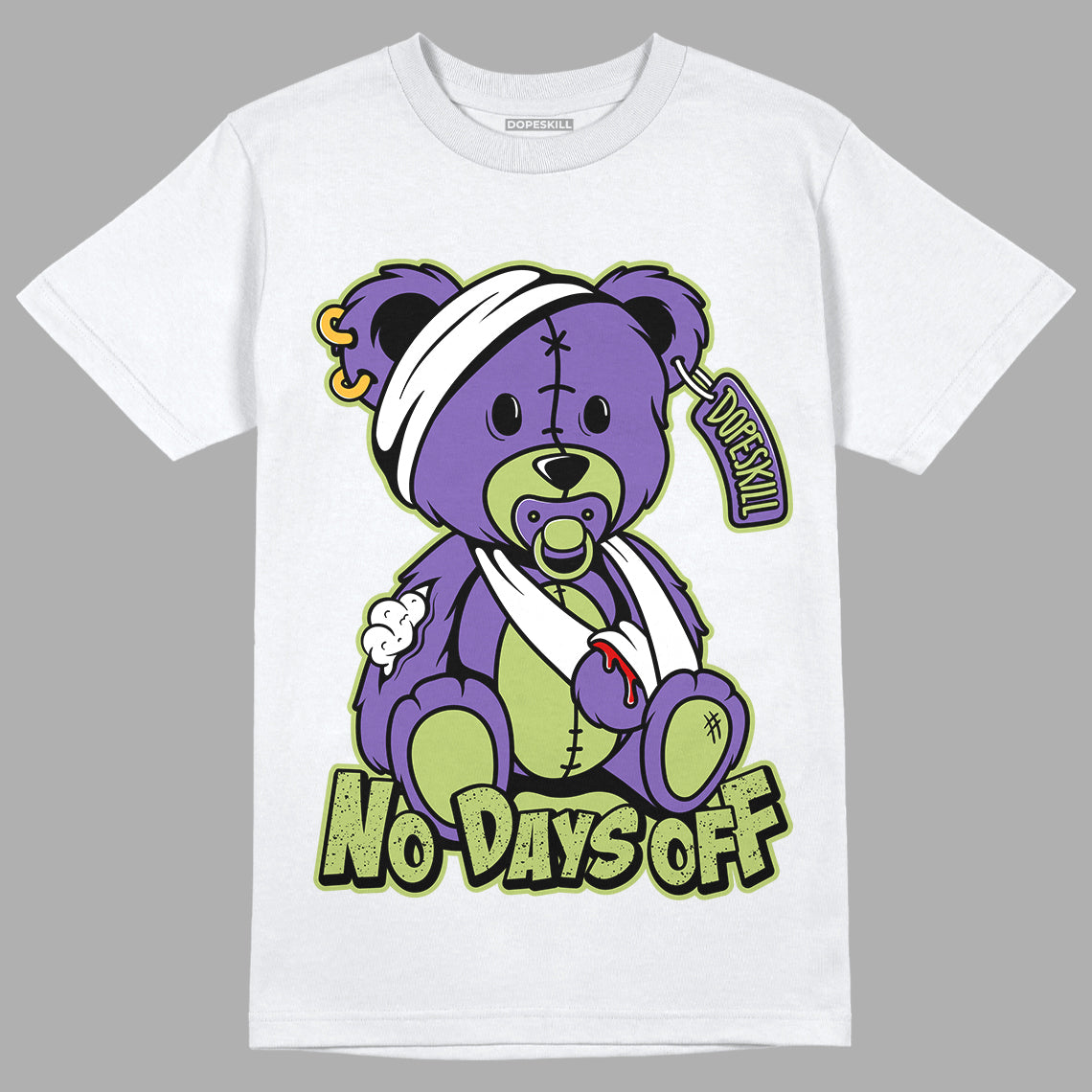 Jordan 4 Canyon Purple DopeSkill T-Shirt Hurt Bear Graphic - White 