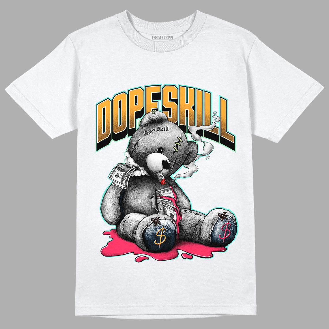 Jordan 1 Low Flyease Bio Hack DopeSkill T-Shirt Sick Bear Graphic - White 