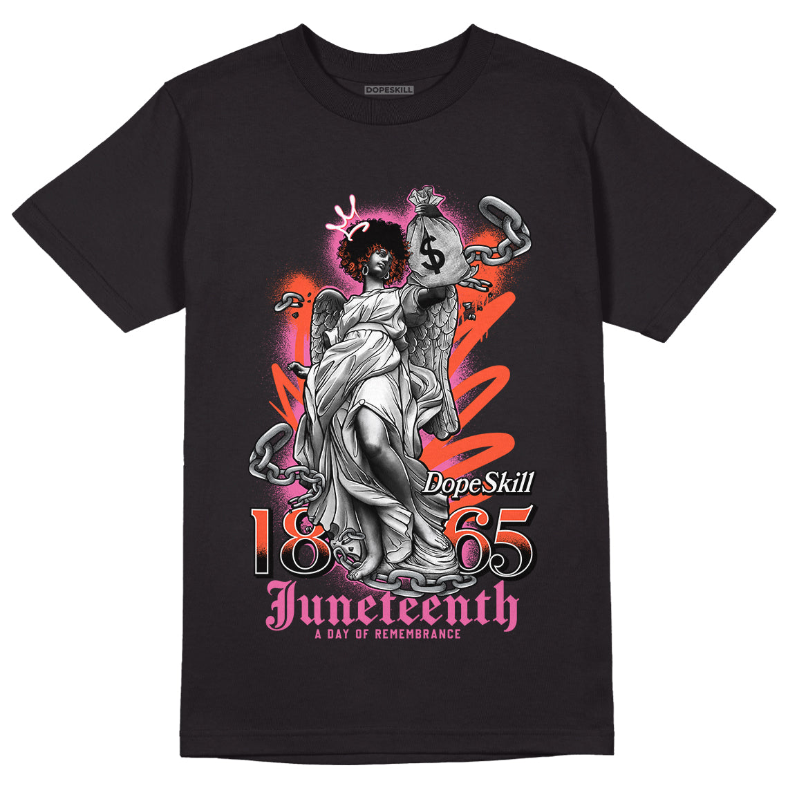 Jordan 5 GS Pinksicle DopeSkill T-Shirt Juneteenth Graphic - Black