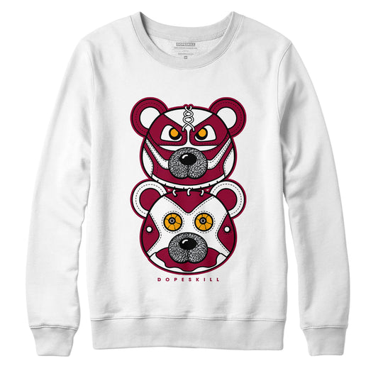 AJ 3 Cardinal Red DopeSkill Sweatshirt Leather Bear Graphic