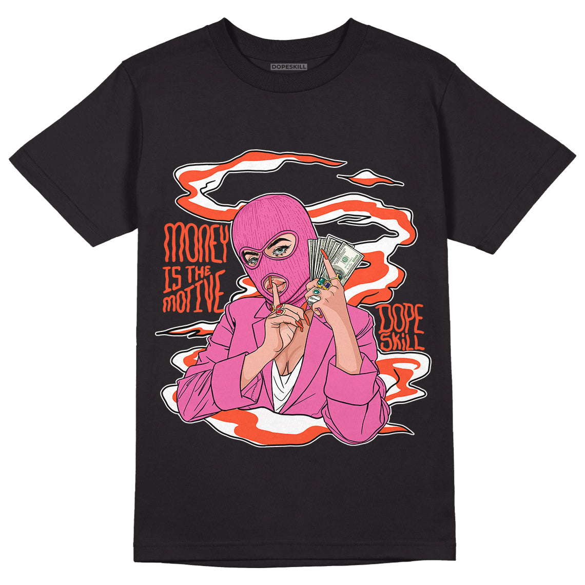 Jordan 5 GS Pinksicle DopeSkill T-Shirt Money Is The Motive Graphic - Black