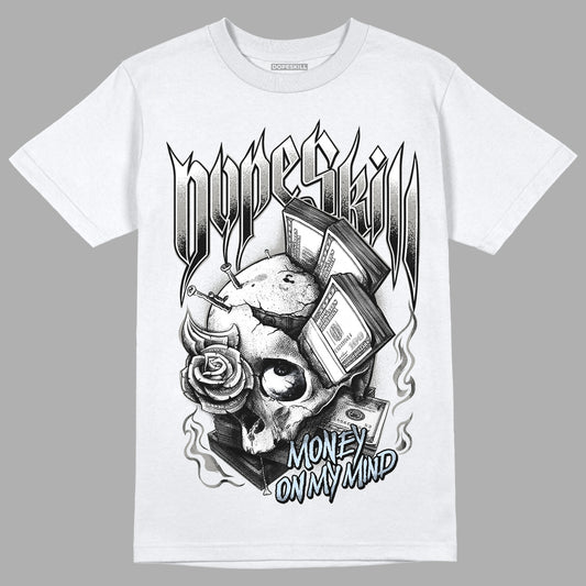 Cool Grey 11s DopeSkill T-Shirt Money On My Mind Graphic, hiphop tees, grey graphic tees, sneakers match shirt - White
