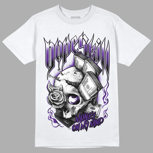 Dark Iris 3s DopeSkill T-Shirt Money On My Mind Graphic - White 