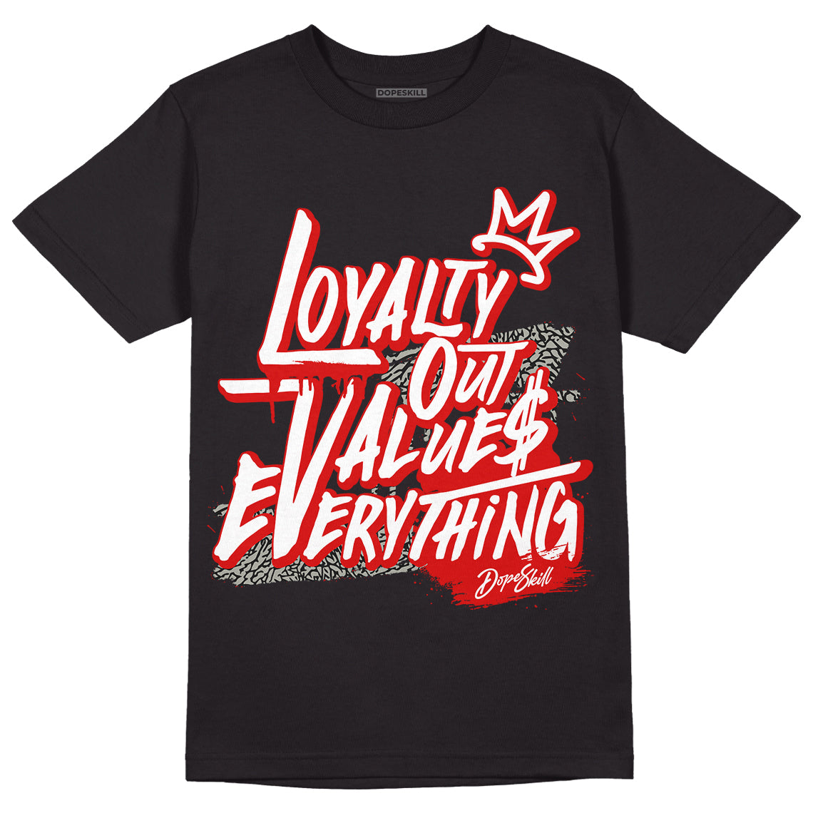 Fire Red 3s DopeSkill T-Shirt LOVE Graphic - Black