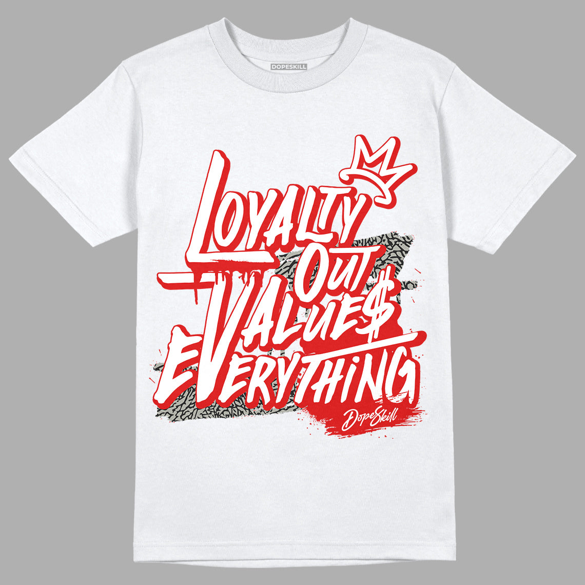 Fire Red 3s DopeSkill T-Shirt LOVE Graphic - White 