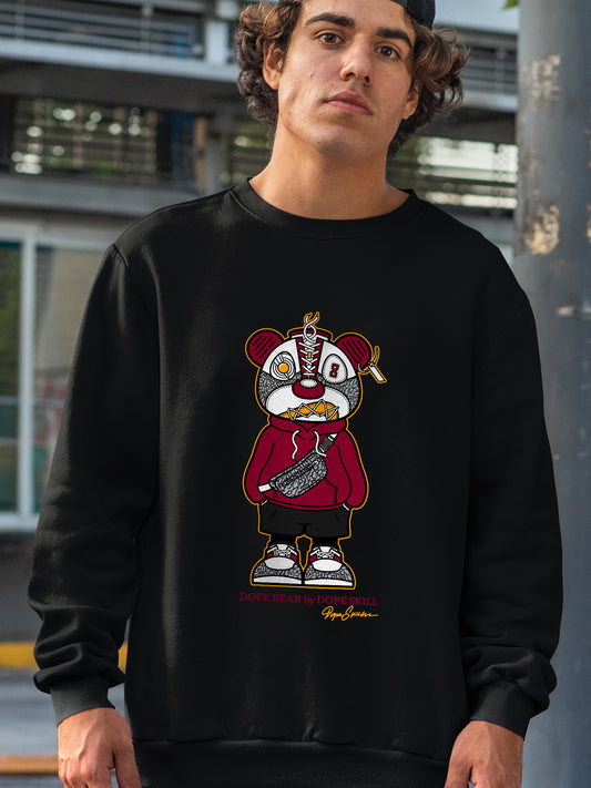 AJ 3 Cardinal Red DopeSkill Sweatshirt Sneaker Bear  Graphic