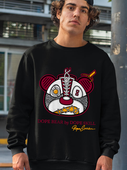 AJ 3 Cardinal Red DopeSkill Sweatshirt Sneaker Bear Head Graphic