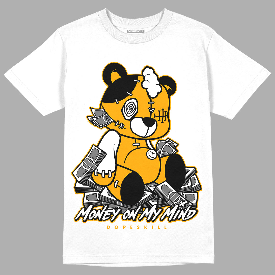 Taxi Yellow Toe 1s DopeSkill T-Shirt MOMM Bear Graphic - White 