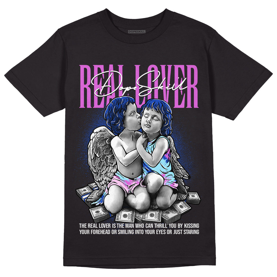 Hyper Royal 12s DopeSkill T-Shirt Real Lover Graphic - Black