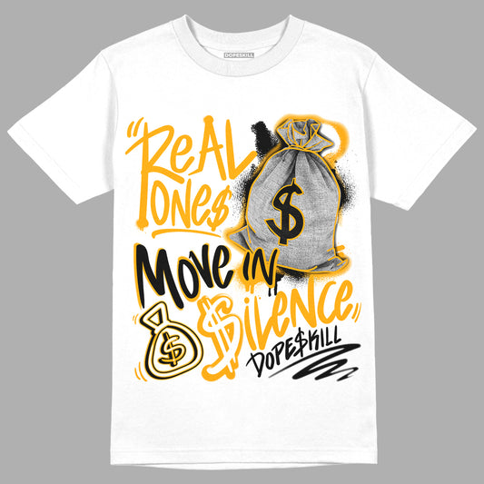 Taxi Yellow Toe 1s DopeSkill T-Shirt Real Ones Move In Silence Graphic - Black 