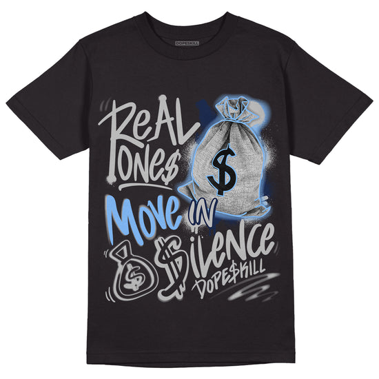 Georgetown 6s DopeSkill T-Shirt Real Ones Move In Silence Graphic - Black