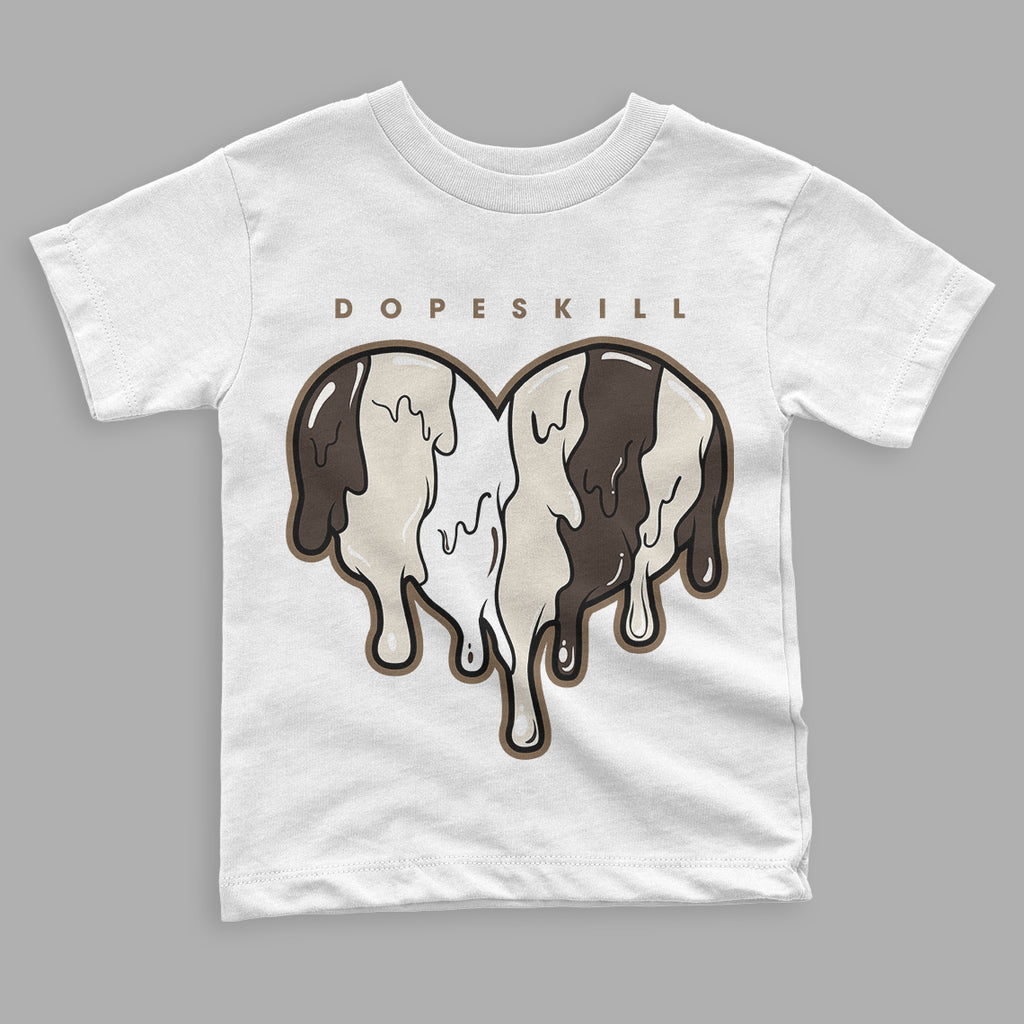 OG Reverse Mocha 1s Low DopeSkill Toddler Kids T-shirt Slime Drip Heart Graphic - White