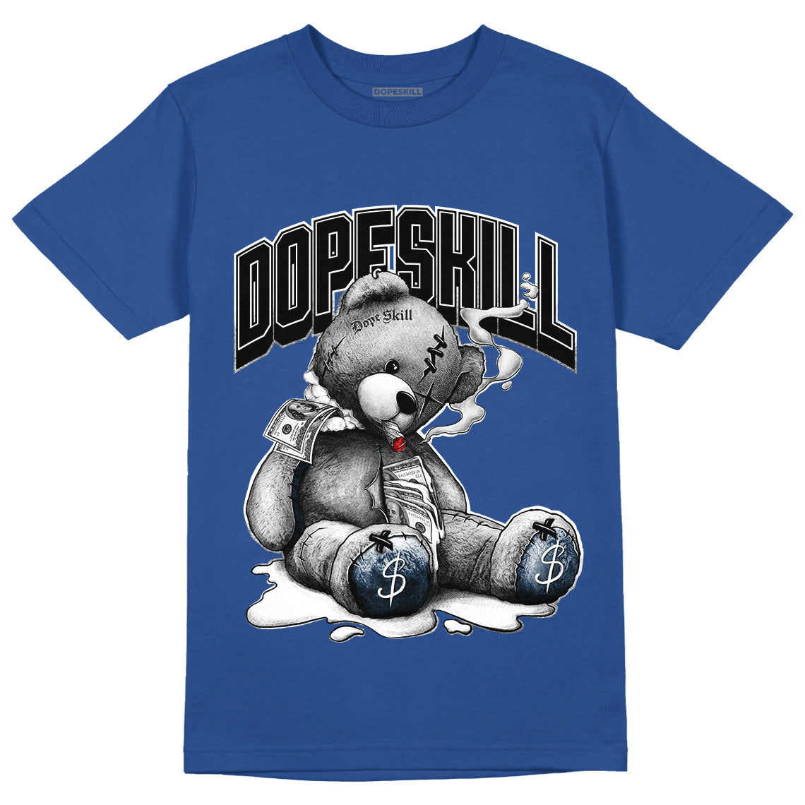 Jordan 13 Brave Blue DopeSkill Navy T-shirt Sick Bear Graphic