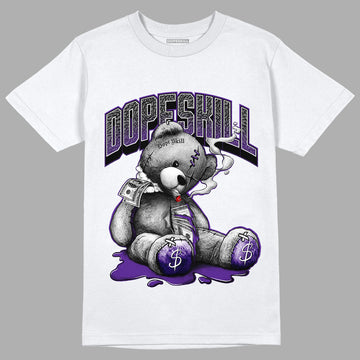 Jordan 3 Dark Iris DopeSkill T-Shirt Sick Bear Graphic - White 