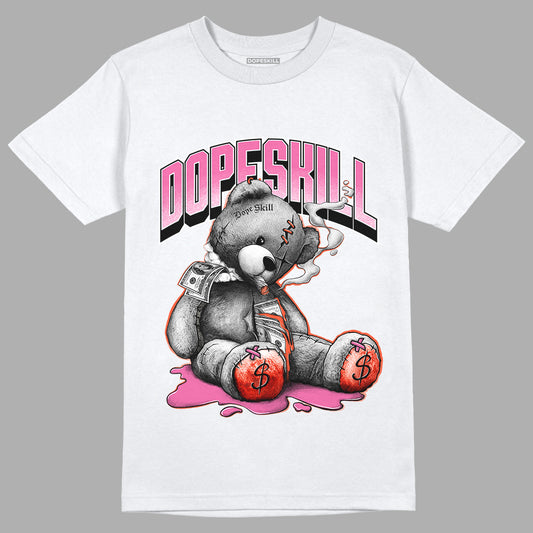 Jordan 5 GS Pinksicle DopeSkill T-Shirt Sick Bear Graphic - White 