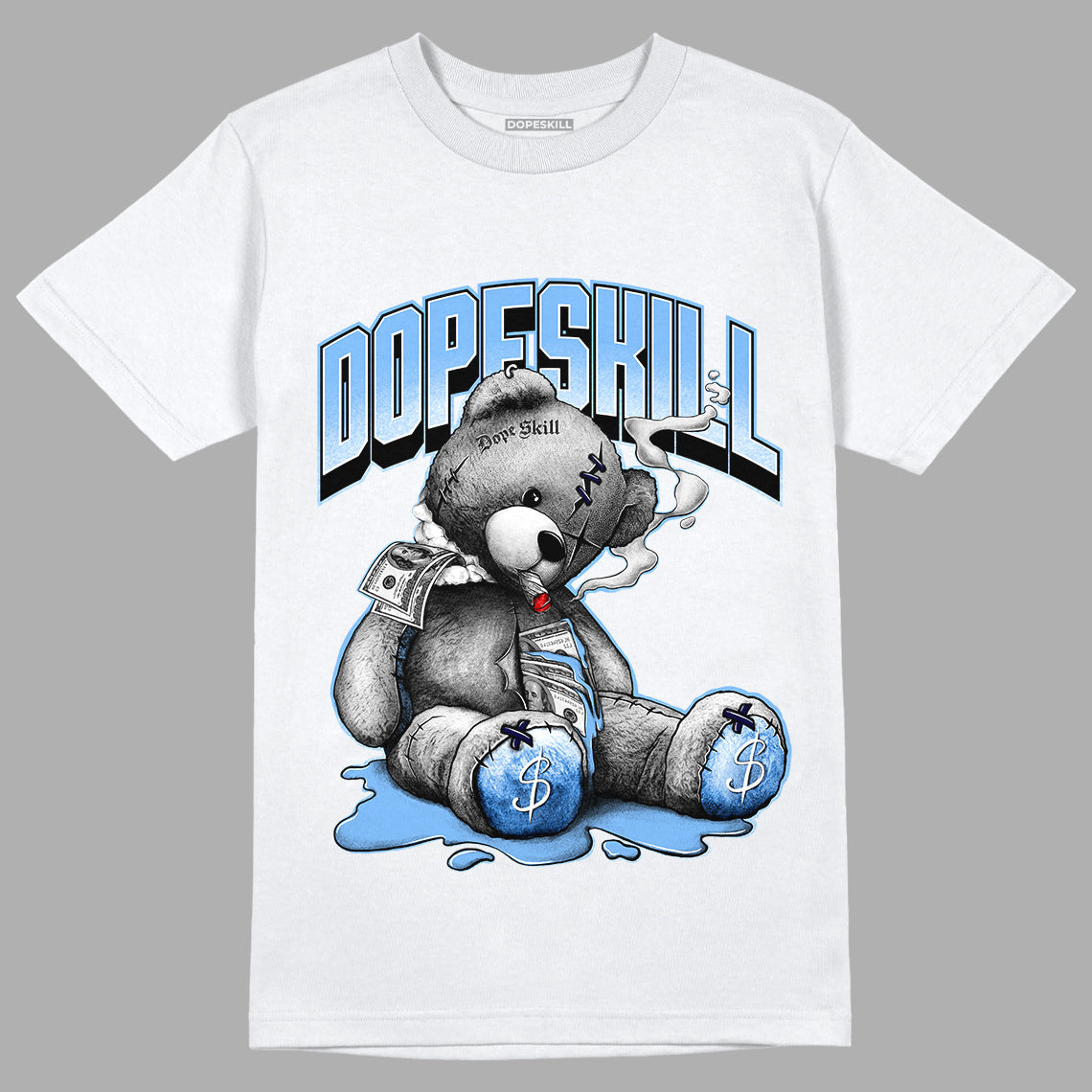 Jordan 6 UNC DopeSkill T-Shirt Sick Bear Graphic - White 