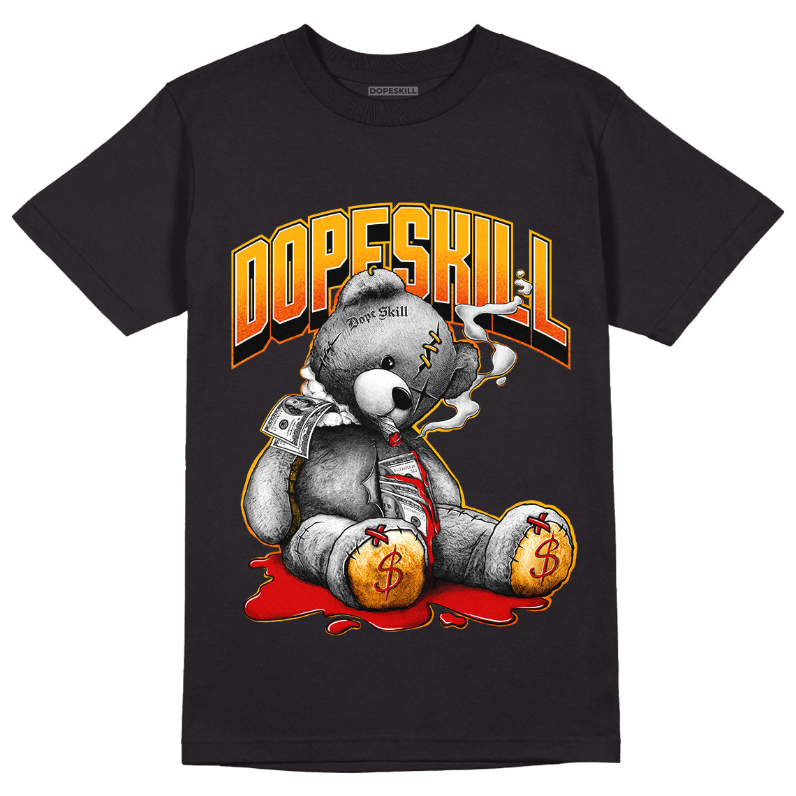 Jordan 7 Citrus DopeSkill T-Shirt Sick Bear Graphic - Black