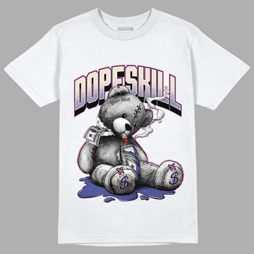 Jordan 7 SE Sapphire DopeSkill T-Shirt Sick Bear Graphic - White 