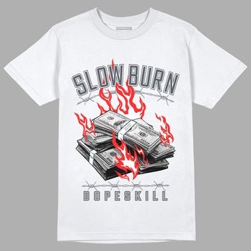 Jordan 11 Cool Grey DopeSkill T-Shirt Slow Burn Graphic, hiphop tees, grey graphic tees, sneakers match shirt - White